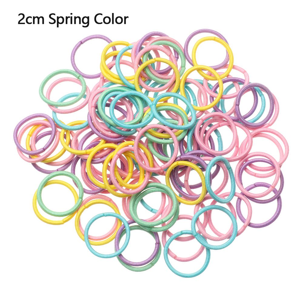 100pcs/pack For Girls Elastic 2cm/2.5cm Cute Small Thin Kids Hair Ties Ponytail Hair Holder Mini Hair Ropes Rubber Bands