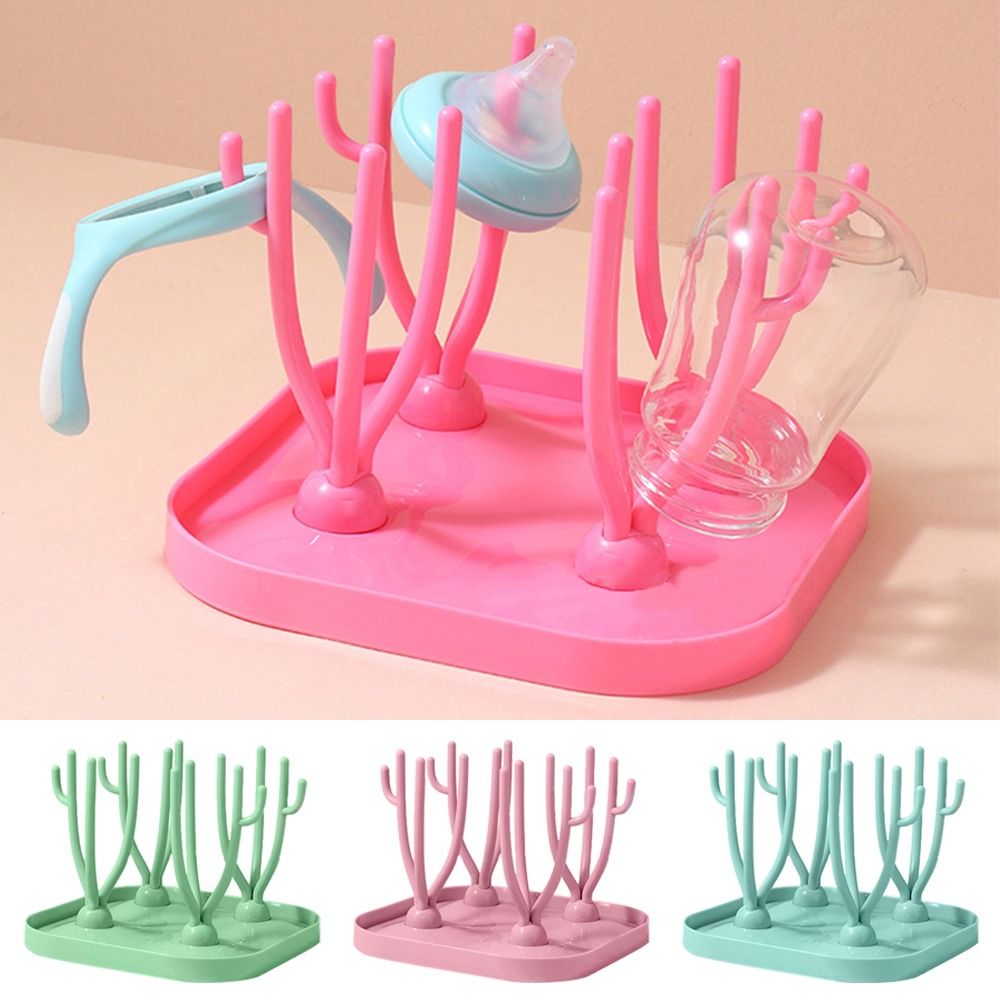 Baby Pacifier Nipple Shelf Tree Portable Drainer Drying Rack Double Sided Bottle Cleaning Dryer