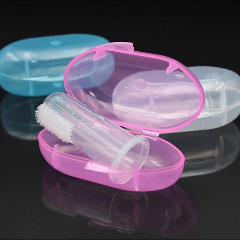 Baby Training Silicone Finger Brush With Dust Box Baby Finger Toothbrush And Storage Box Set Children Baby Training Teether