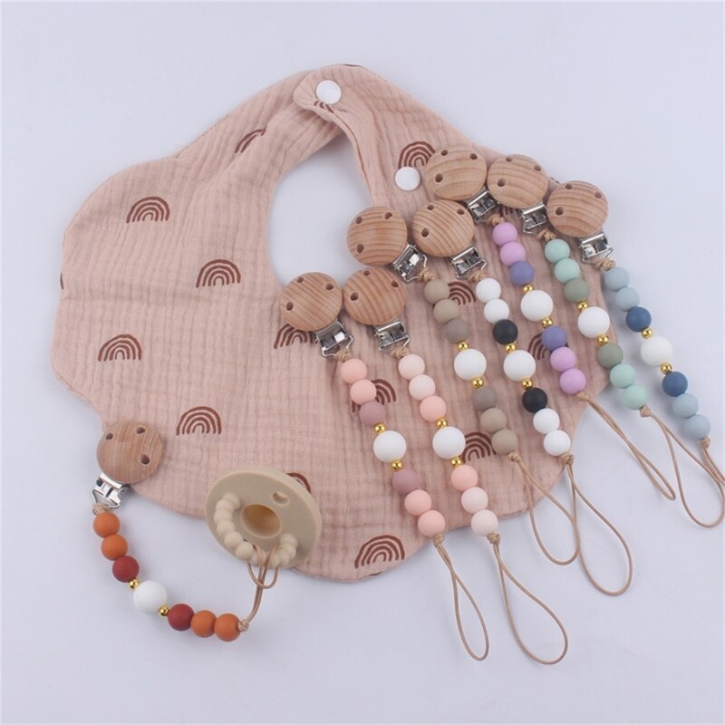Silicone Pacifier Chain Holder Anti-fall DIY Teether Pacifier Strap for Soother &Teething Toy Newborn Babies Product A2UB