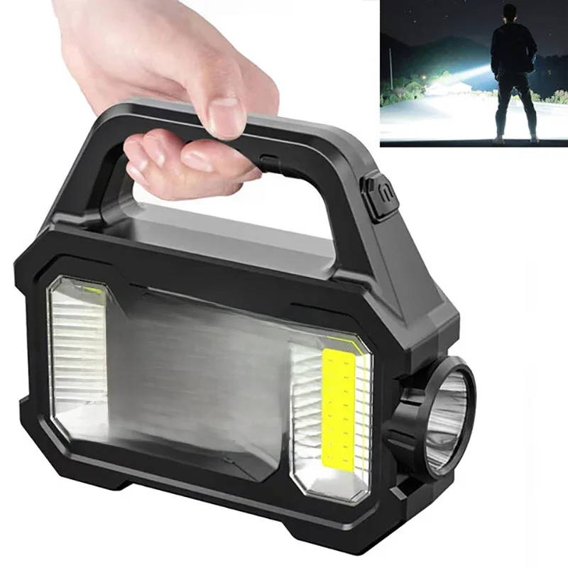Solar Rechargeable Flashlight  Zoomable Waterproof  COB LED Torch Brightly Light Portable Powerful