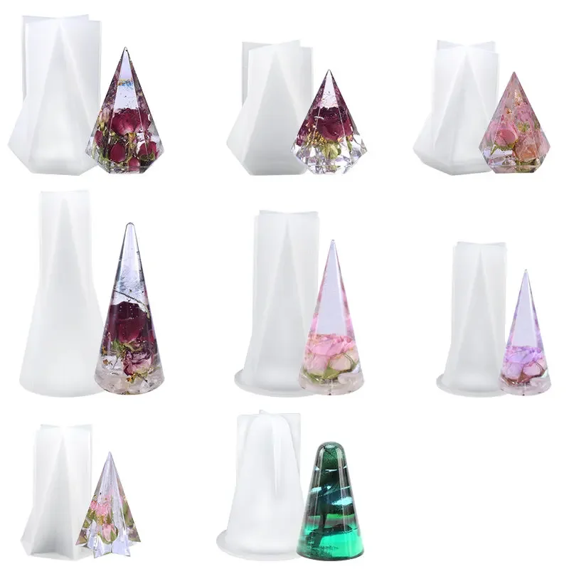8Styles Ring Holder Cone Resin Molds Pyramid Silicone Mold for Resin Casting DIY Jewelry Ring