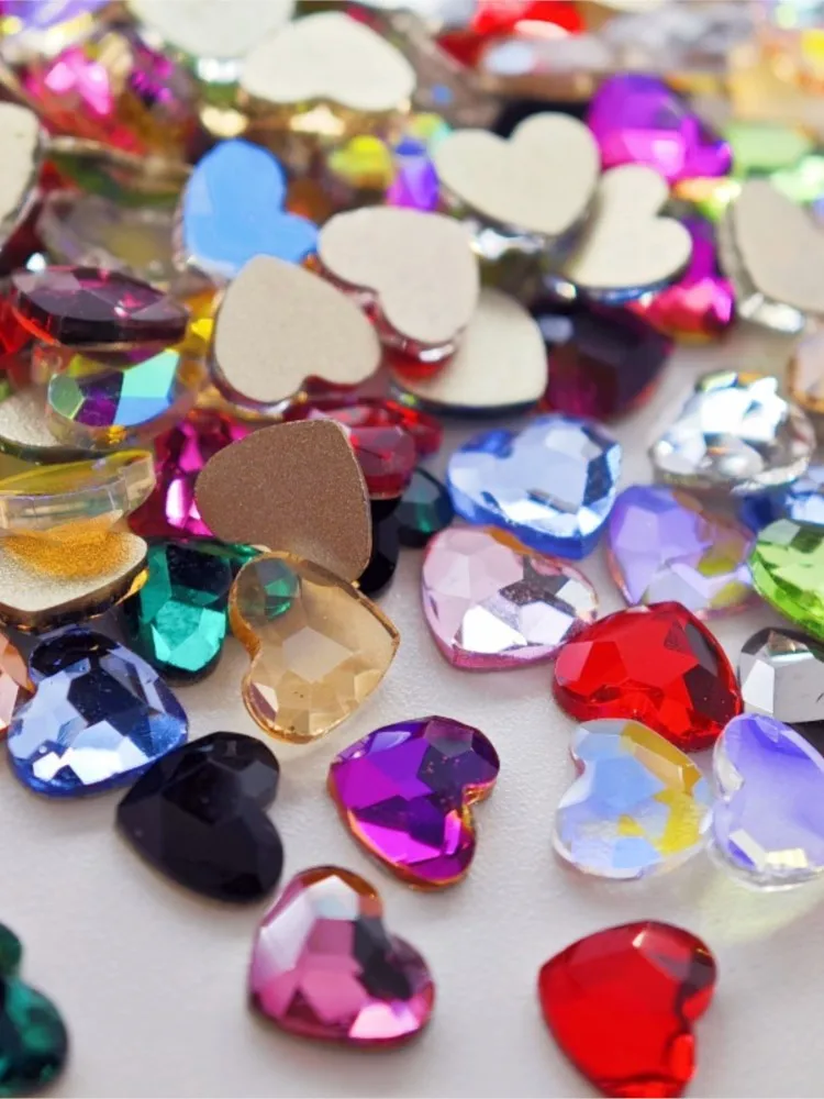 wholesale 5.5*6mm Heart INS Hot Flat Back Nail Rhinestone  Special Shaped Crystals Nail Art Stones