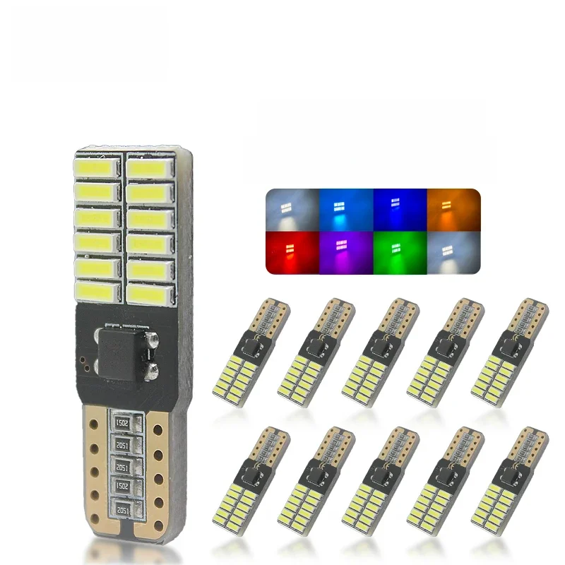 10pcs T10 Led Auto Lamp Car W5W CANBUS 4014 24smd 6000K Light Clearance Lights Reading Lights