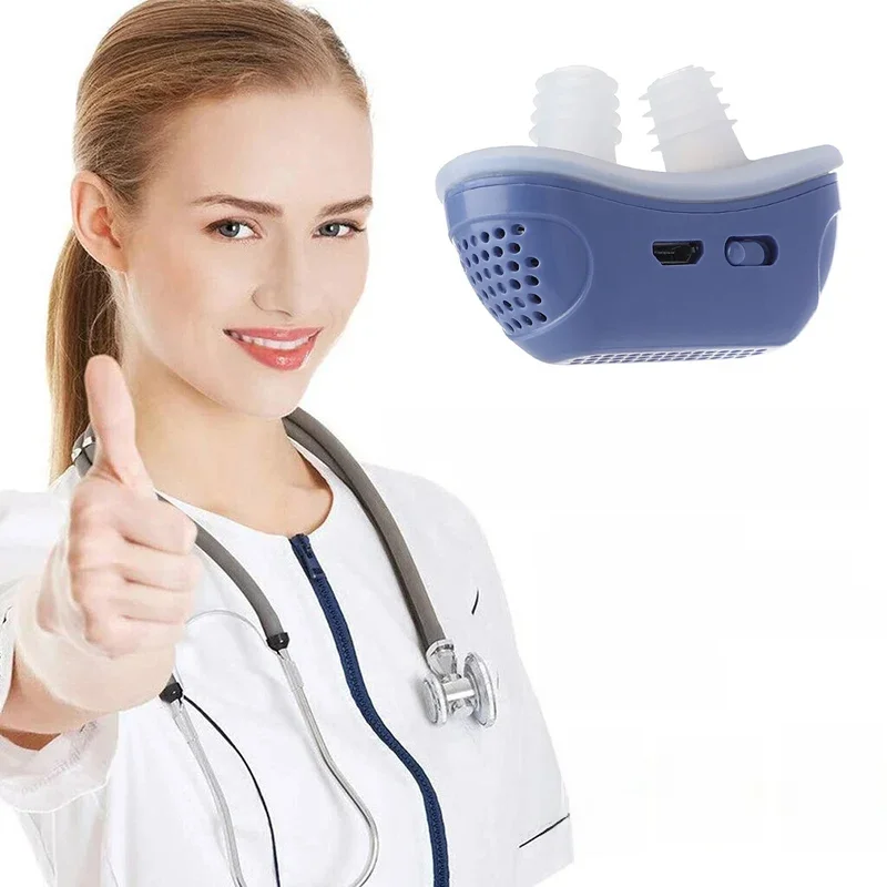 Blue Micro Electric Noise Anti Snoring Device Sleep Apnea Stop Snore Aid Stopper Smart EMS Pulse