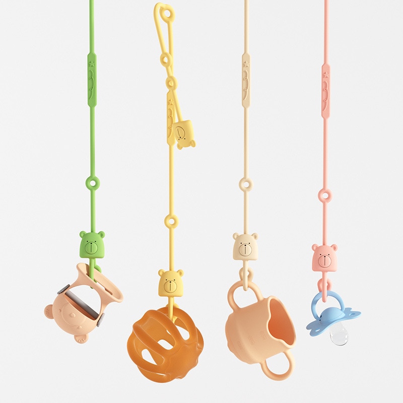 Baby Toy Safety Straps Soft Silicone Teething Chain Adjustable Infant Nipple Holder Dummy Clip Baby Stroller Accessories