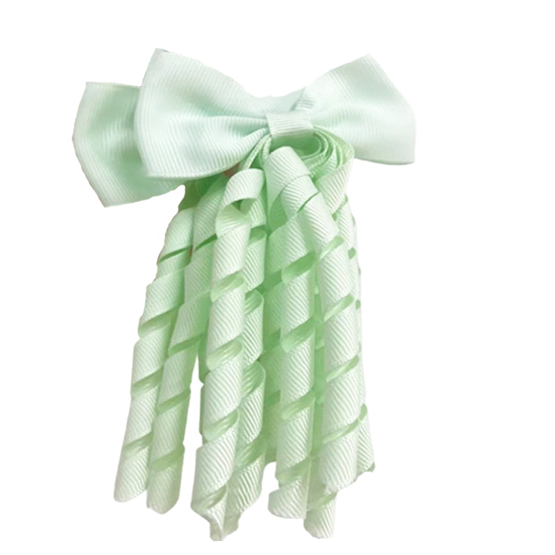 2PCS Girl Cute Bows Elastic Hair Accessories Children Rubber Band Tassel Ponytail Holders Curly Ribbons Streamers Hair Ring