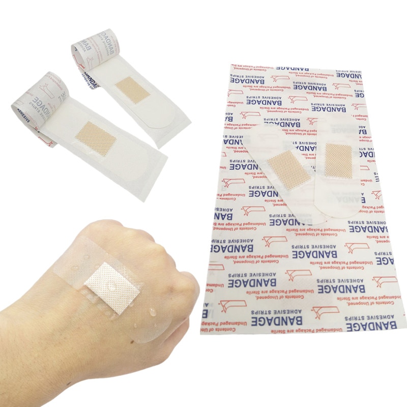 100pcs/set PE Elestic Waterproof Band Aid Transparent Wound Plaster for Kids Adult Breathable Skin Patch Medical Strips Bandages