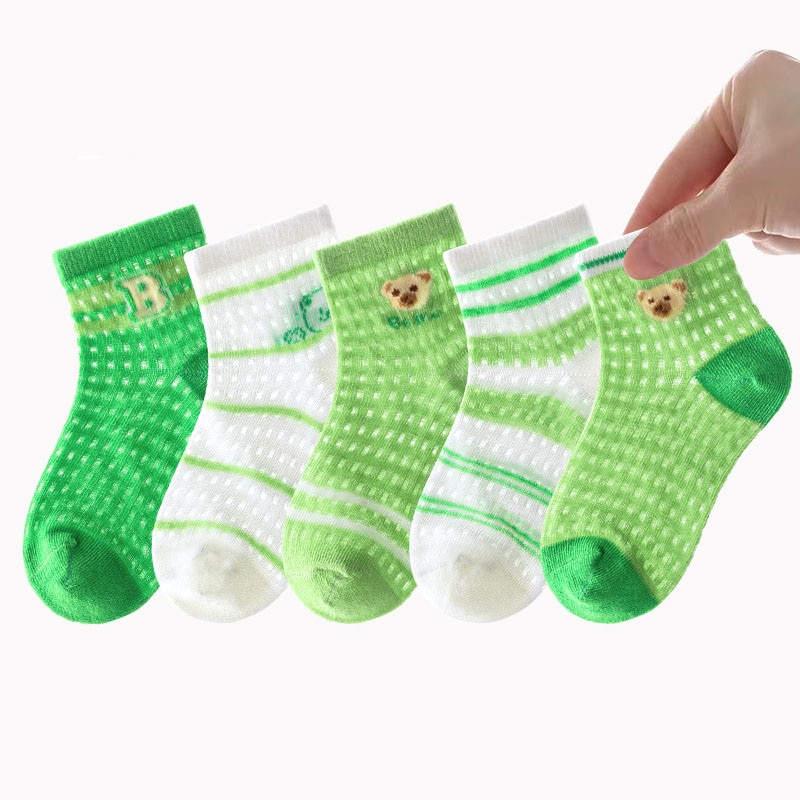 5 Pairs/Lot Summer Children Cotton Socks Boy Girl Baby Fashion Mesh Cartoon For 2023 Spring New 1-12 Year Kids Teen Student Sock