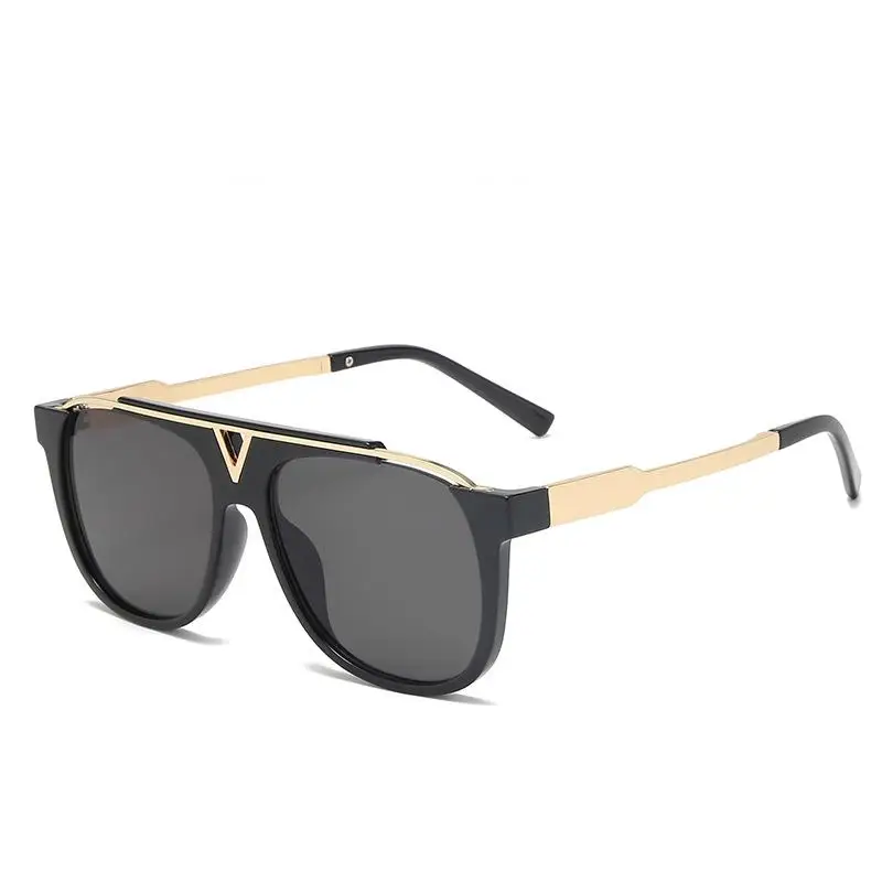 New European and American large frame hollowed out V-shaped trendy retro Sunglasses