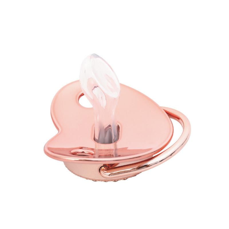 Rose Gold Funny Baby Feeding Safe Baby Pacifier Infants Bite Chew Supplies Baby Accessories Food Grade Silicone 26 Letter 1pcs