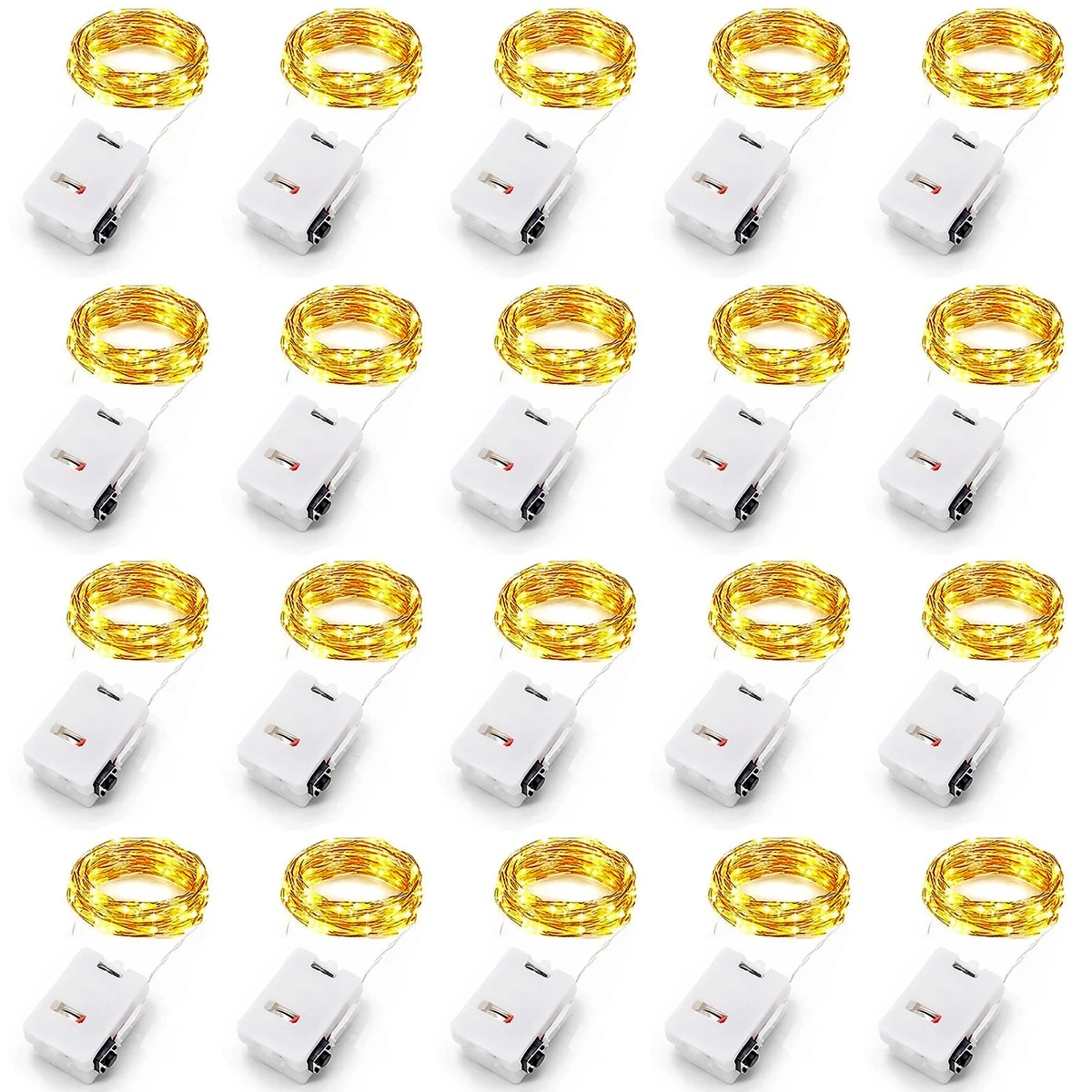 20 Pcs/Lot With Battery Copper Led Fairy Lights 2M 20 Leds Battery Operated LED String Light Xmas