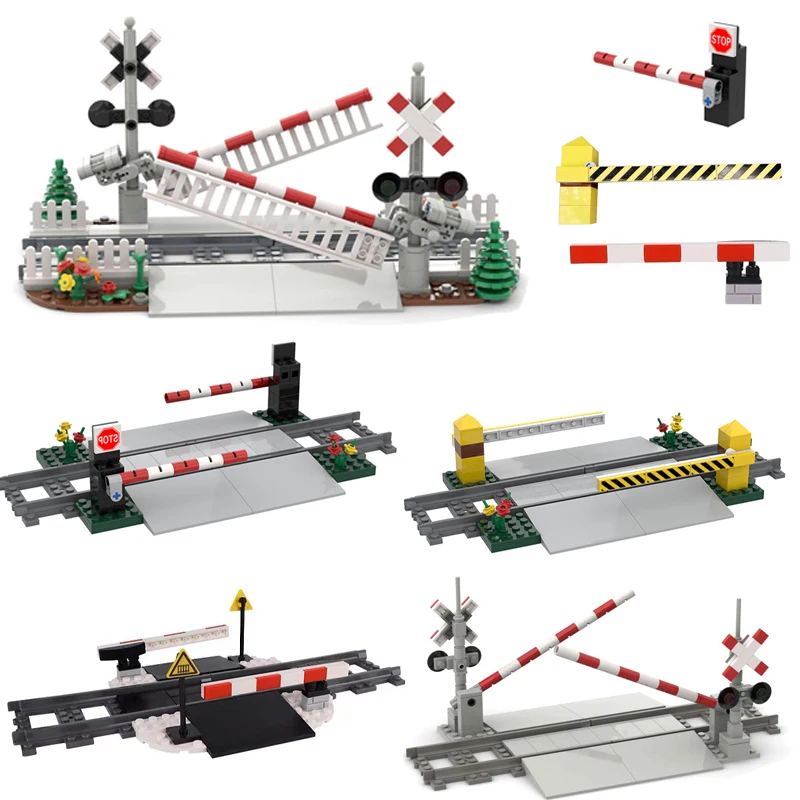 MOC City Train Building Block Train Track Corridor Elevating Rod Pedestrian Crossing Assembly