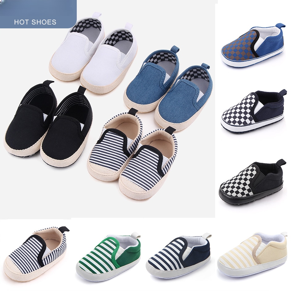 Infant Babies Boys Girls Shoes Soft Sole Canvas Solid Footwear For Newborns Toddler Crib Moccasins Letter Print Anti-Slip Shoes