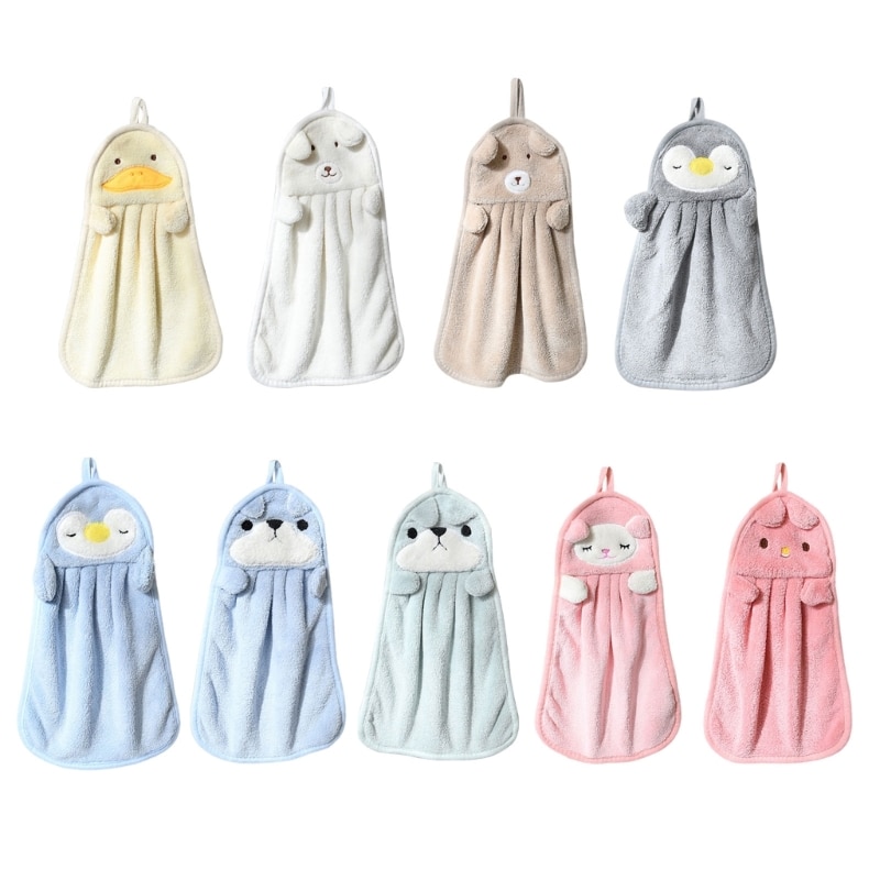 Cartoon Wipe Towel Children Hand Towel Non-Shedding Bathroom Hanging Hair Towel