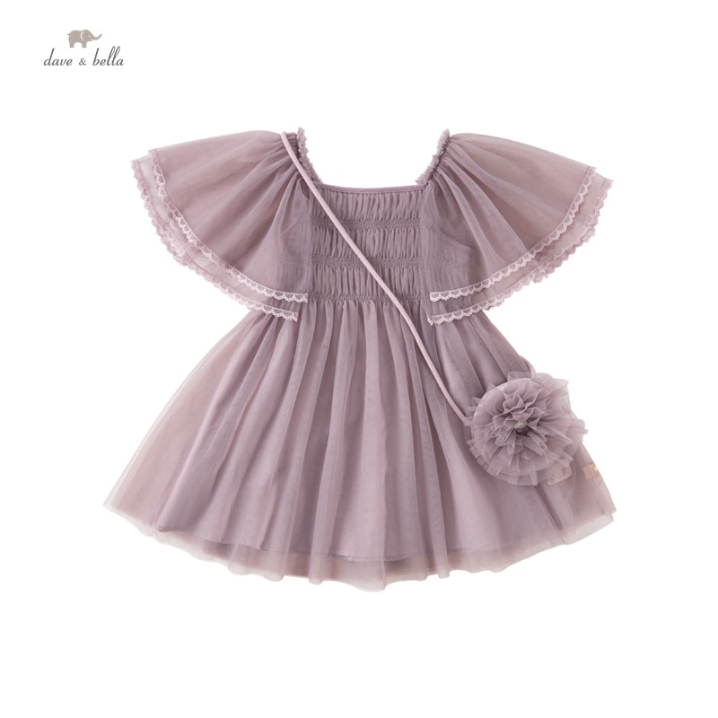 Dave Bella Girl Dress Children's New Baby 2023 Summer Princess Dress Mesh Ventilate Fashion Charm Noble Outdoor Party DB223
