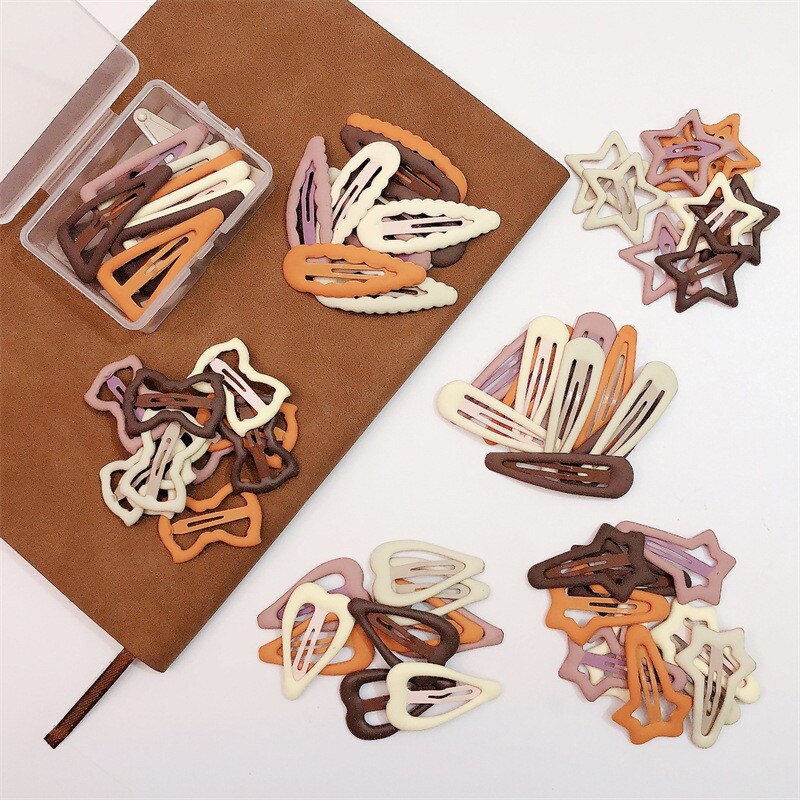 3pcs Frosted Simplicity Hairpins for Girls Star Oval Triangle Square Hair Clips for Kids Snap Hair Clips Hairpins Click Clack