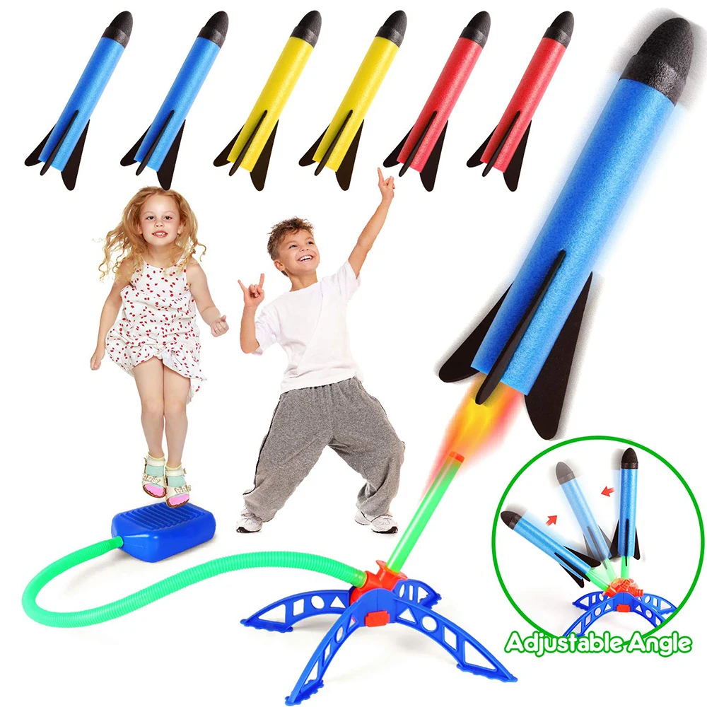 Kid Air Rocket Foot Pump Launcher Outdoor Air Pressed Stomp Soaring Rocket Toys Child Play Set Jump