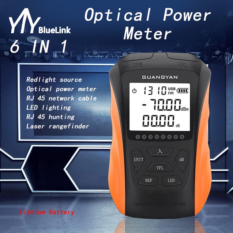 6in1 Optical Power Meter OPM Led Light Visual Fault Locator Network Cable Test Optical Fiber Tester 5km 15km 30MW VFL FTTH