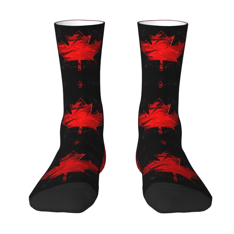 Fashion Men's Canada Flag Dress Socks Unisex Comfortable Warm 3D Print Canadian Patriotic Crew Socks