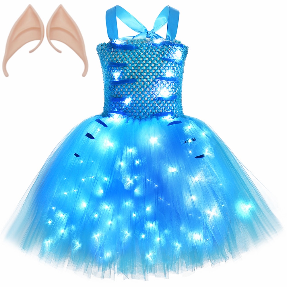 Avatar Costume for Kids Halloween Carnival Party Dresses LED Light Up Neytiri Cosplay Tutu Princess Dress Girls Fancy Clothes