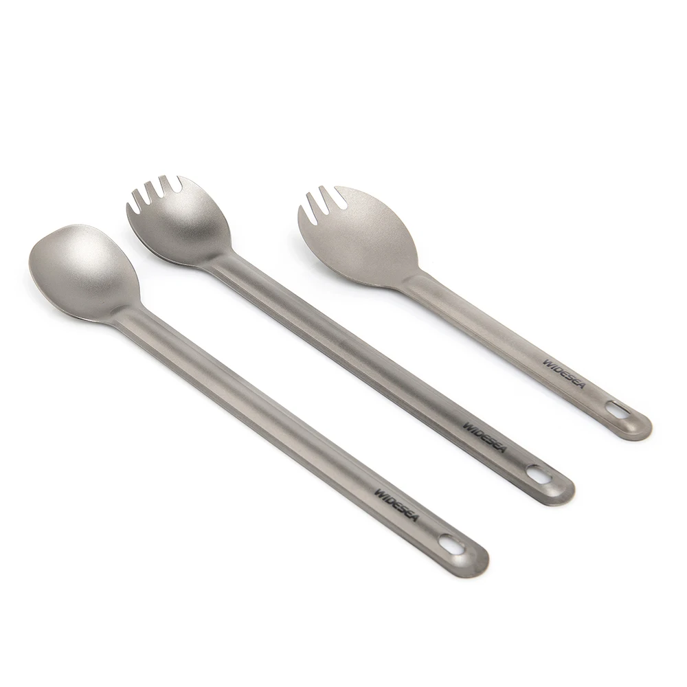 Widesea Camping Titanium Spork  Spoon Outdoor Lightweight Fork Tableware Portable Picnic Hiking