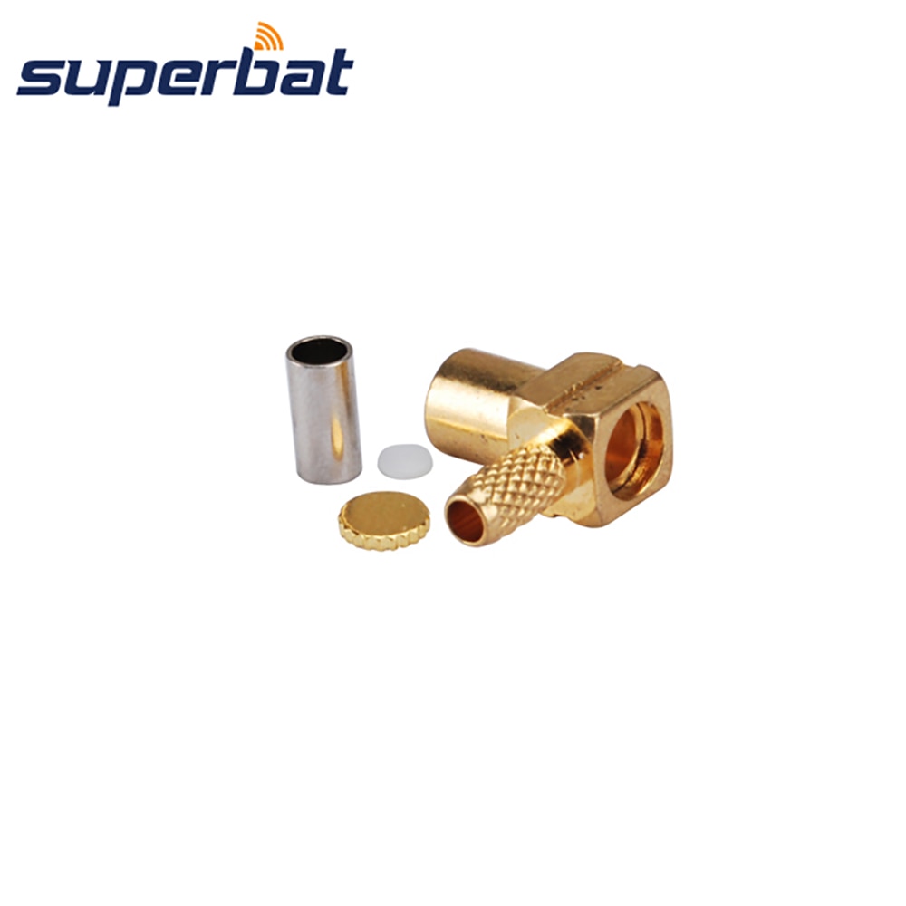 Superbat 50 Ohm MCX Female Right Angle Crimp Connector for Cable RG174 RG178 LMR100