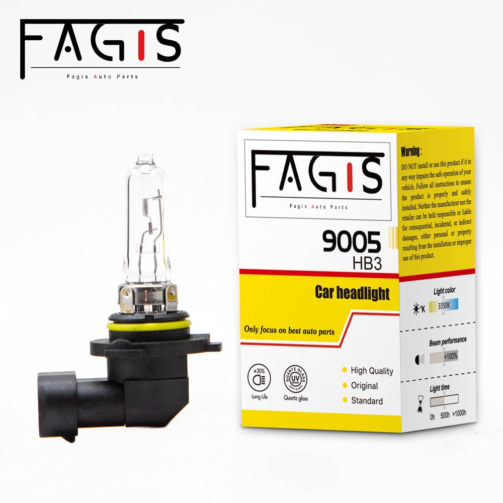 Fagis 1 Pcs Good Quality Long Life HB3 9005 12V 65W Halogen Bulb Warm White Lamps Clear Car HeadLight Auto Lights