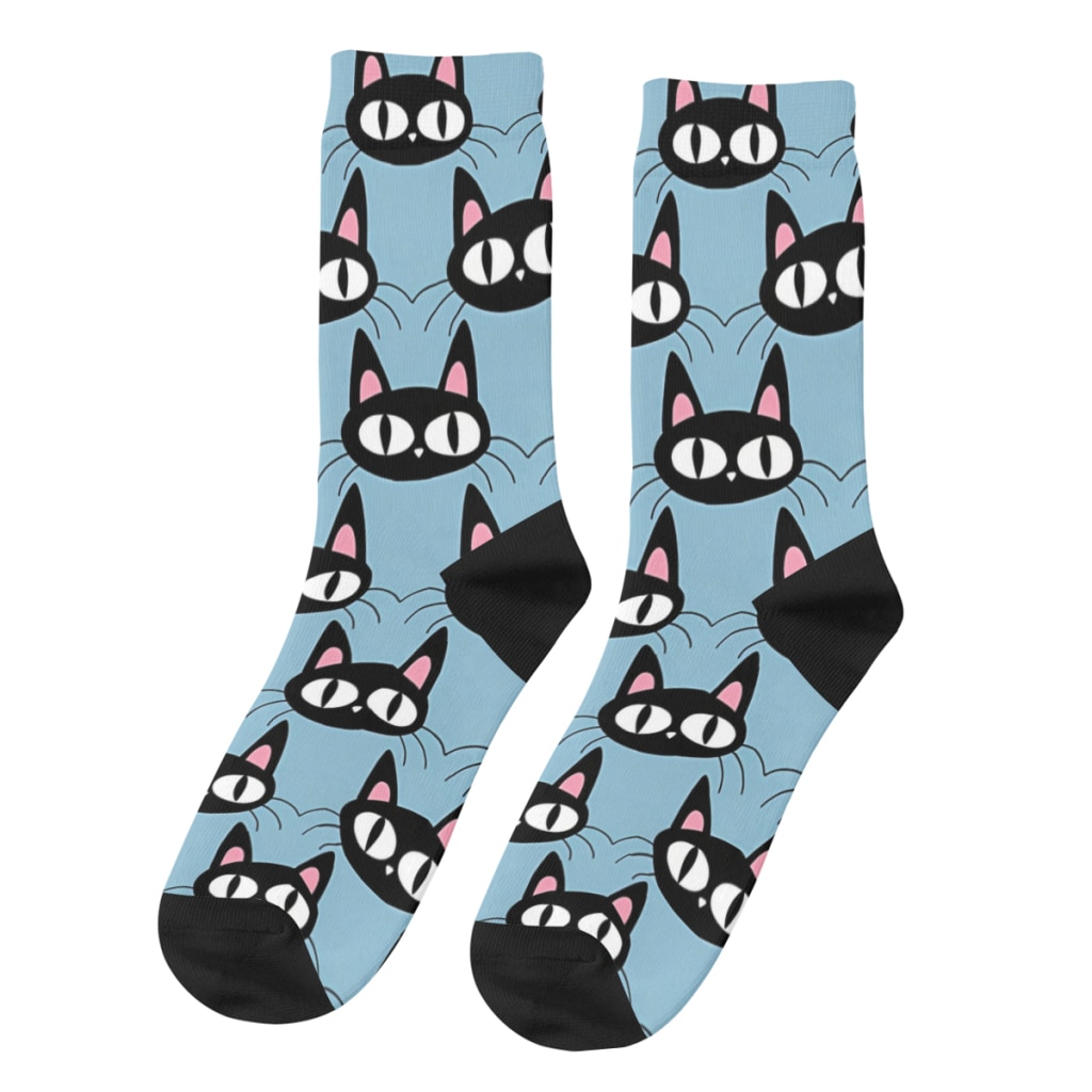 Retro Individuality Men's Socks Cat Cartoon Animals Unisex Street Style Seamless Printed Happy Crew Sock Gift
