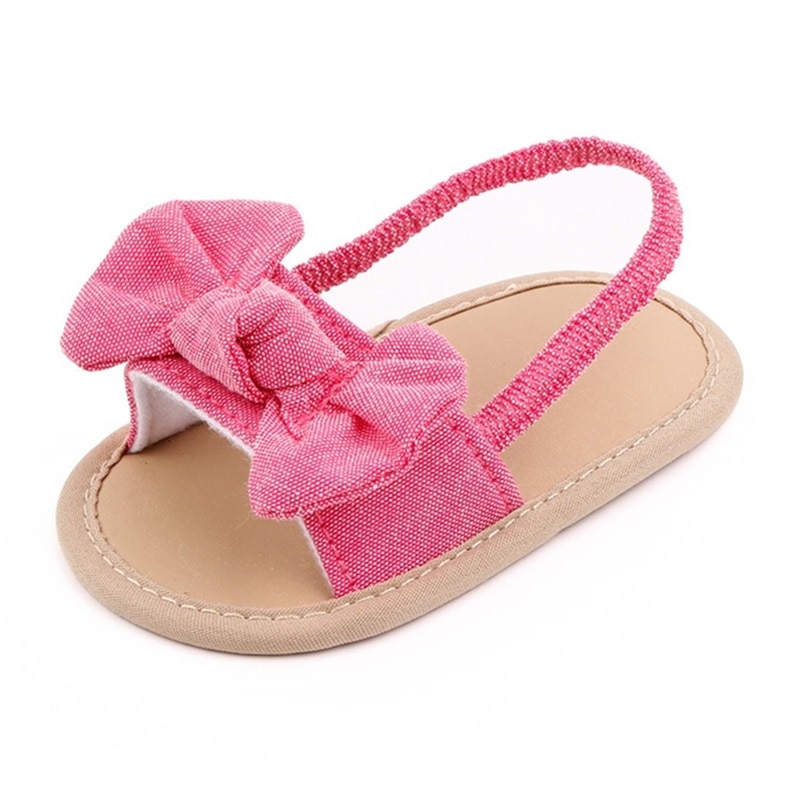 Kruleepo Baby Kids Lightweight Sandals Shoes Newborn Girls Toddler Boys Bowtie Sandalias Slippers Soft Cotton Home First Walkers