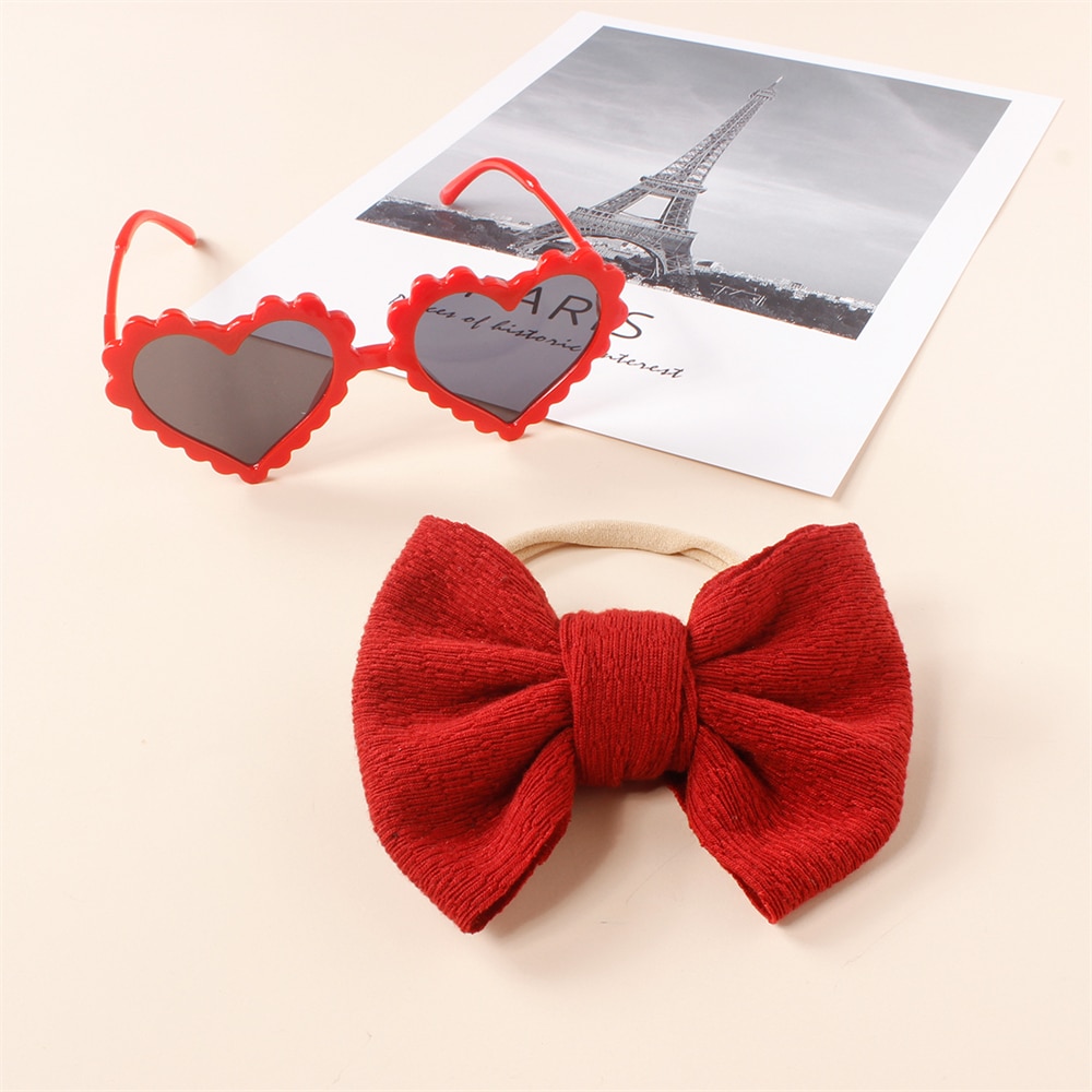 2Pcs/set Baby Bows Headband Cartoon Sunglasses Girls Beach Photography Props Toddler Hair Bands Headwear Kids Hair Accessories