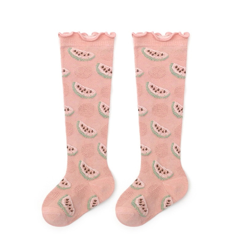 Baby Girl Knee High Socks Newborn Infant Long Stocking Fruit Print Thin Mesh Socks Spring Summer Autumn Baby Socks
