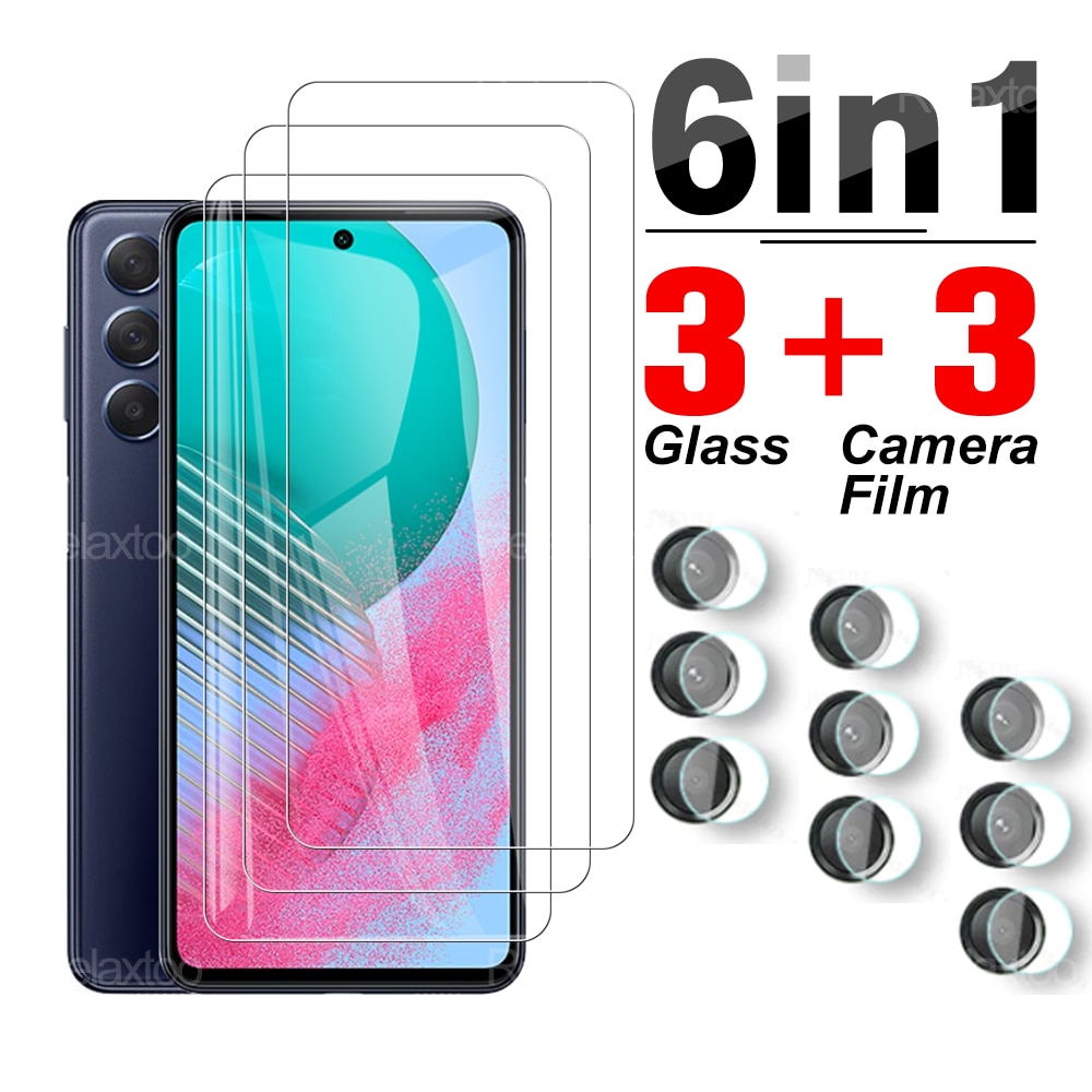 6IN1 Full Cover Tempered Screen Glass For Samsung Galaxy M54 M14 M04 M23 M31 M31s M32 M51 M52 Camera Lens Case Shield Guard Film