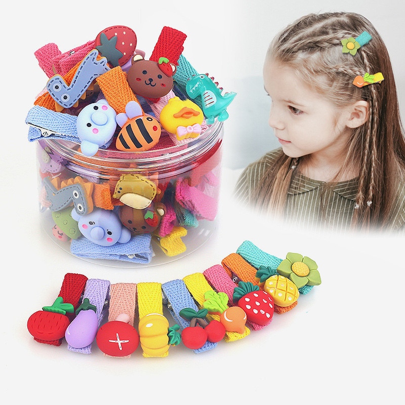 26pcs/set Kids Girl Hair Clip Lovely Cartoon Animal Fruit Hair Pin for Children Girl Kawaii Kids Headwear Girl Hair Accessories