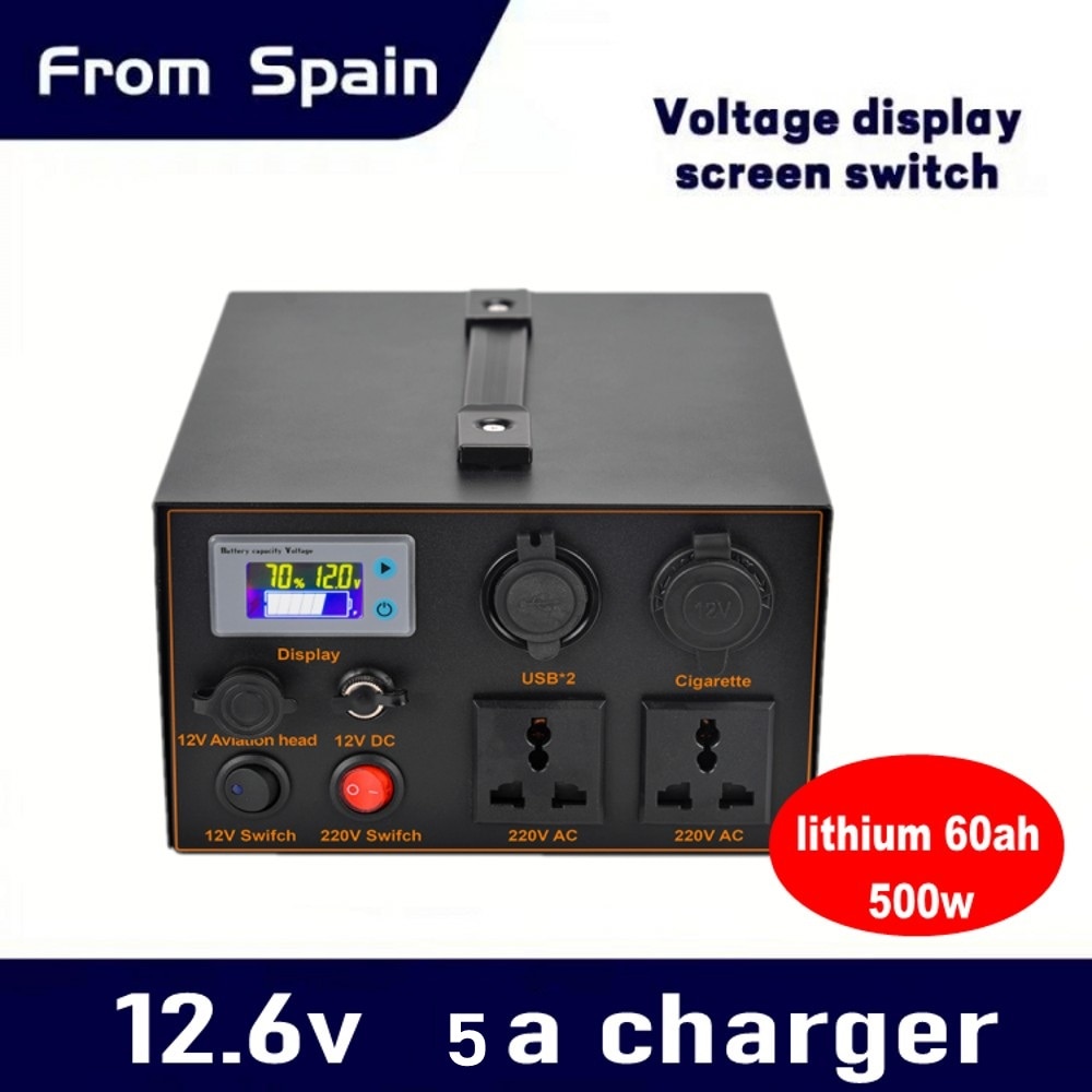 Mobile power station 50ah60ah AC220V 500W Portable 30A lifepo4 battery Lithium Battery Pure Sine Wave Socket for Outdoor Camping