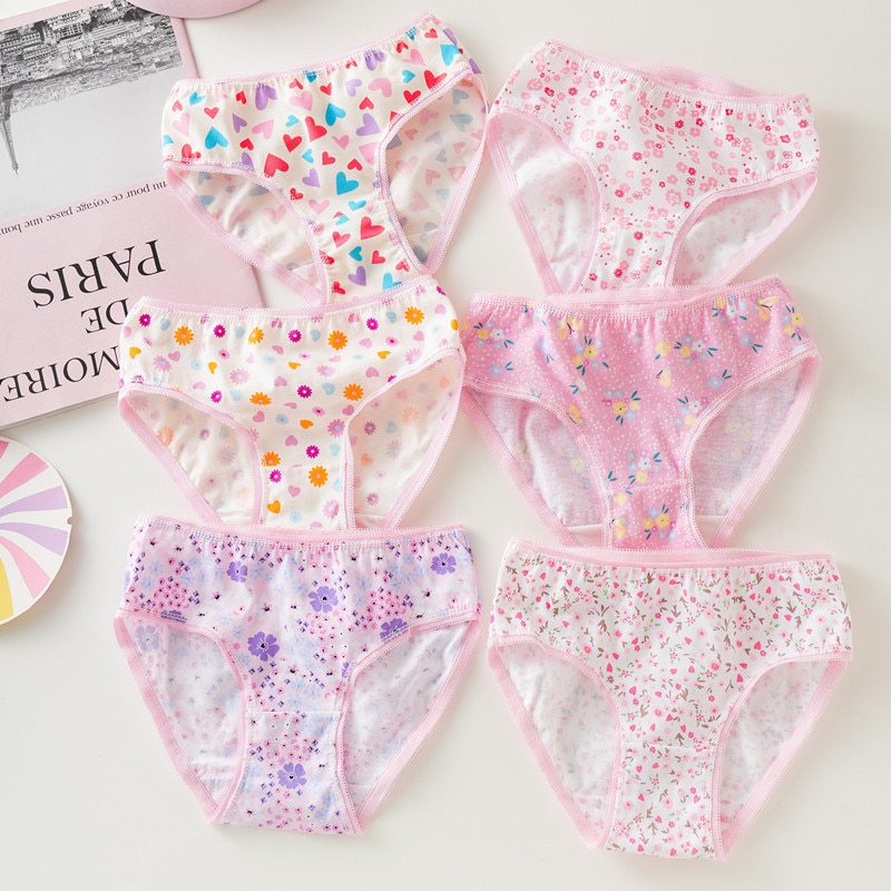 6Pc/Lot Baby Girls Underwear Cotton Panties Kids Short Briefs Children Underpants Random Color Combination 2-12Y Cute Underwear
