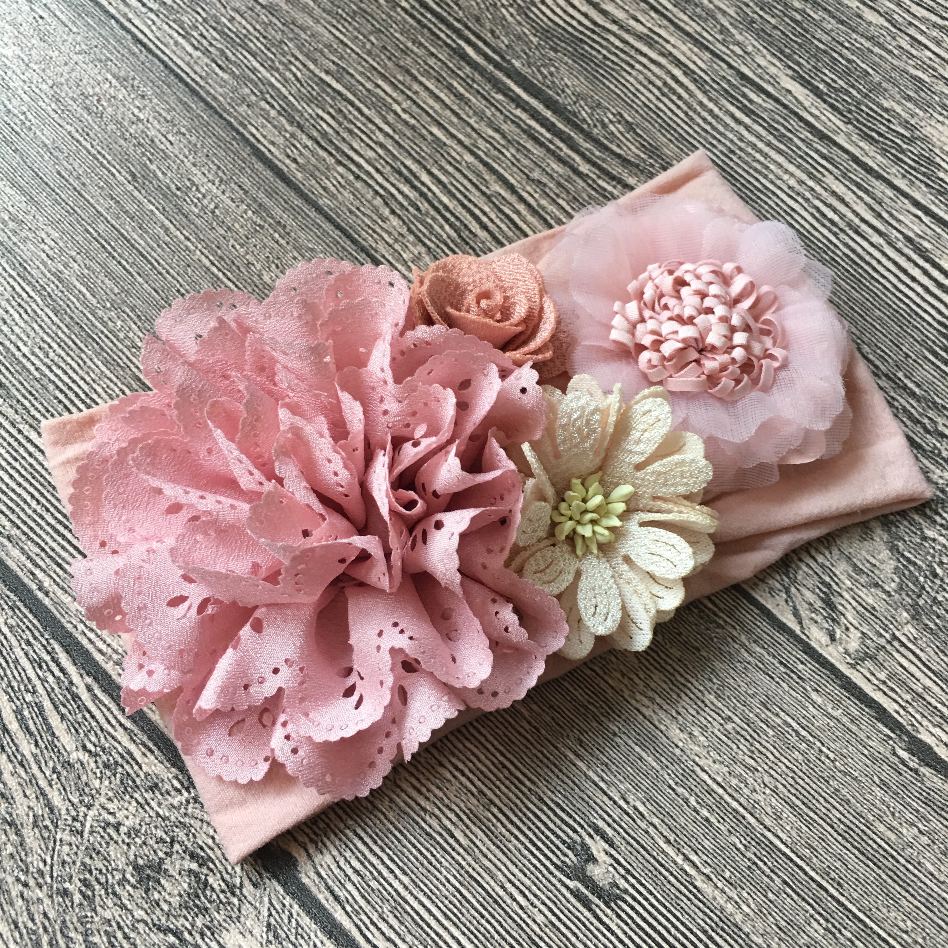 New Mauve Floral Baby Headband Girl Turban Infant Soft Wide Headwrap Kid Headwear Child Hairband Fashion Hair Accessories Gift