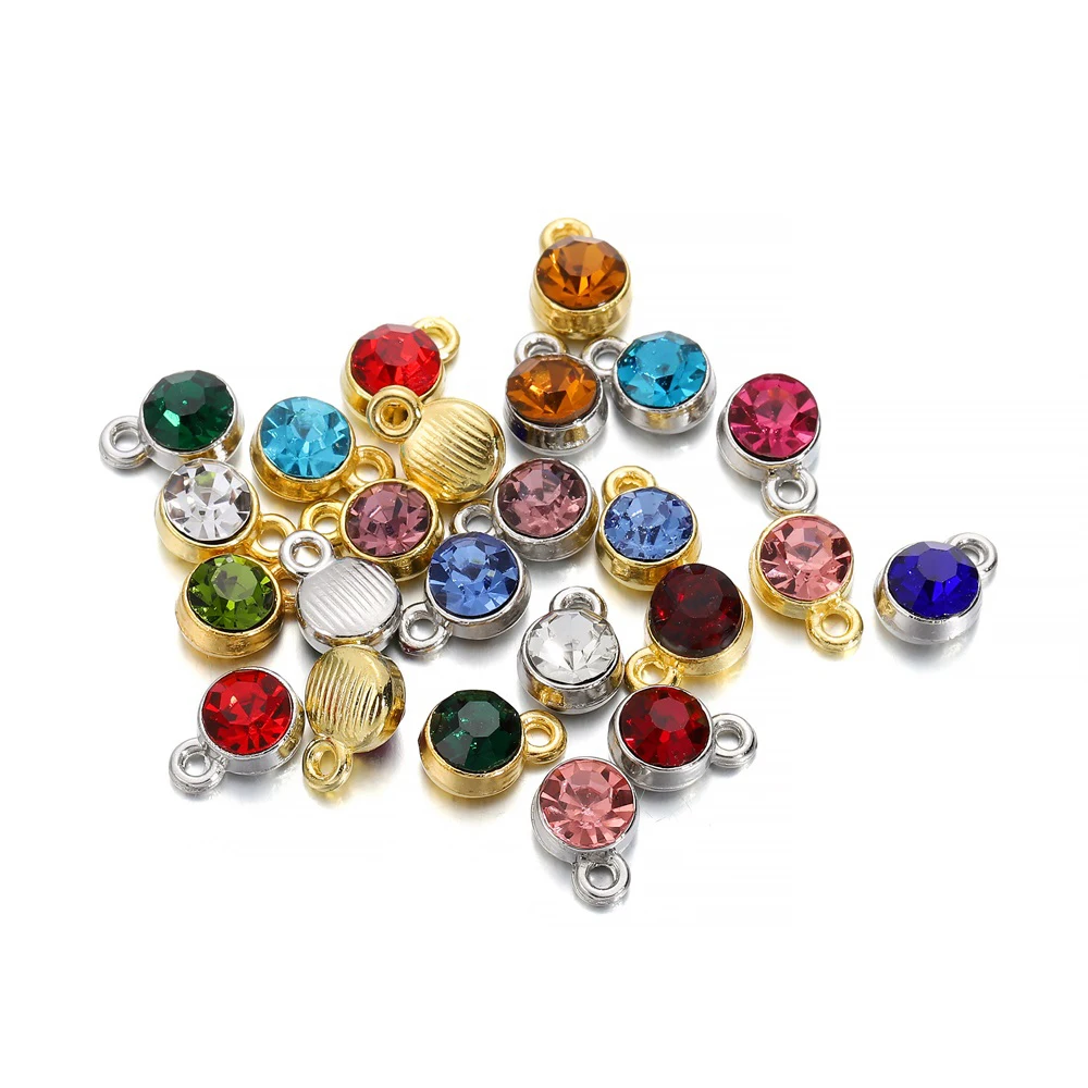 20Pcs/Lot Colorful Crystal Birthstone Dangle Charms Necklace Bracelet Earring Keychain Pendant For