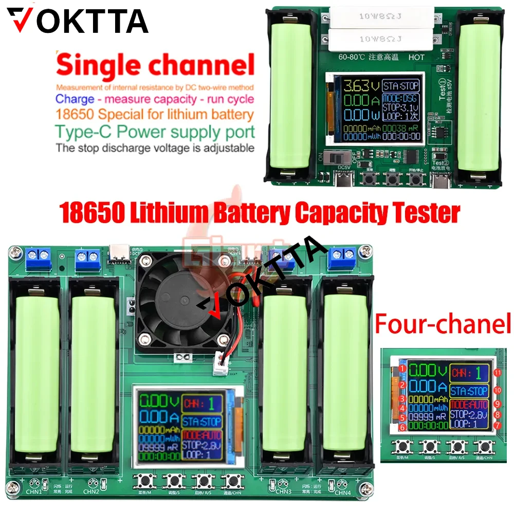 18650 Lithium Battery Capacity Tester Automatic Internal Resistance Tester MAh MWh Digital Battery