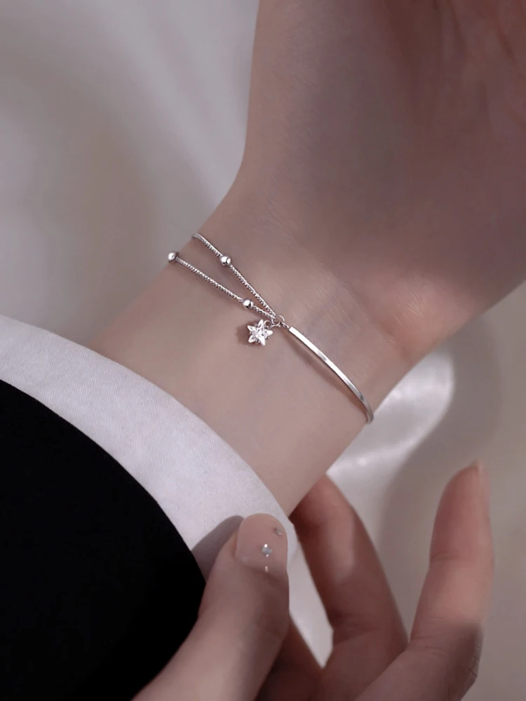 New Fashion 925 Sterling Silver Star Bracelet Simple Temperament Accessories Birthday Party Gifts