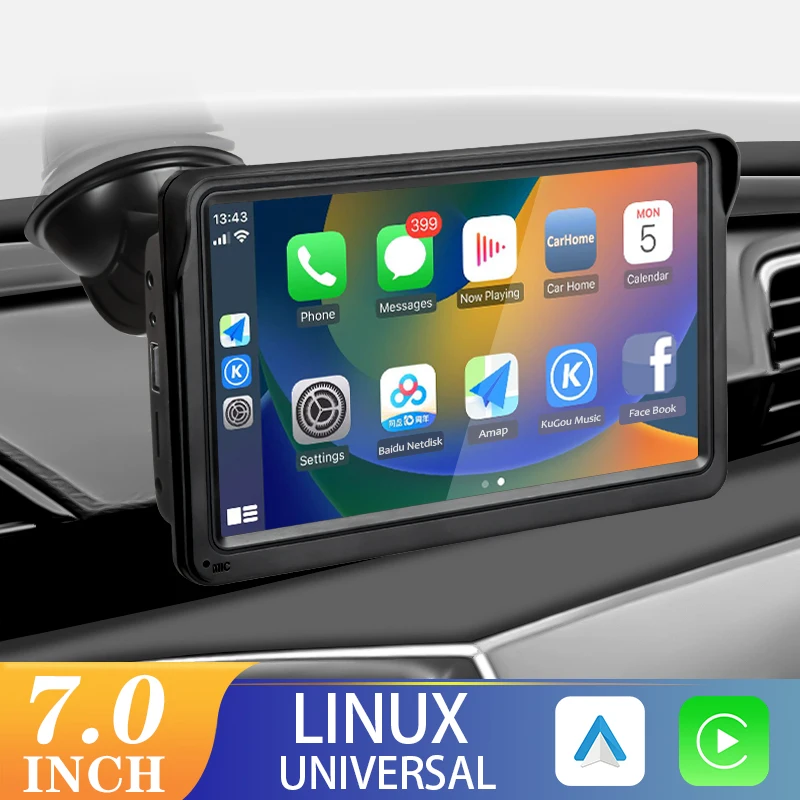 CarPlay Android Auto Car Radio Multimedia Video Player 7inch Portable Touch Screen Bluetooth 5.0