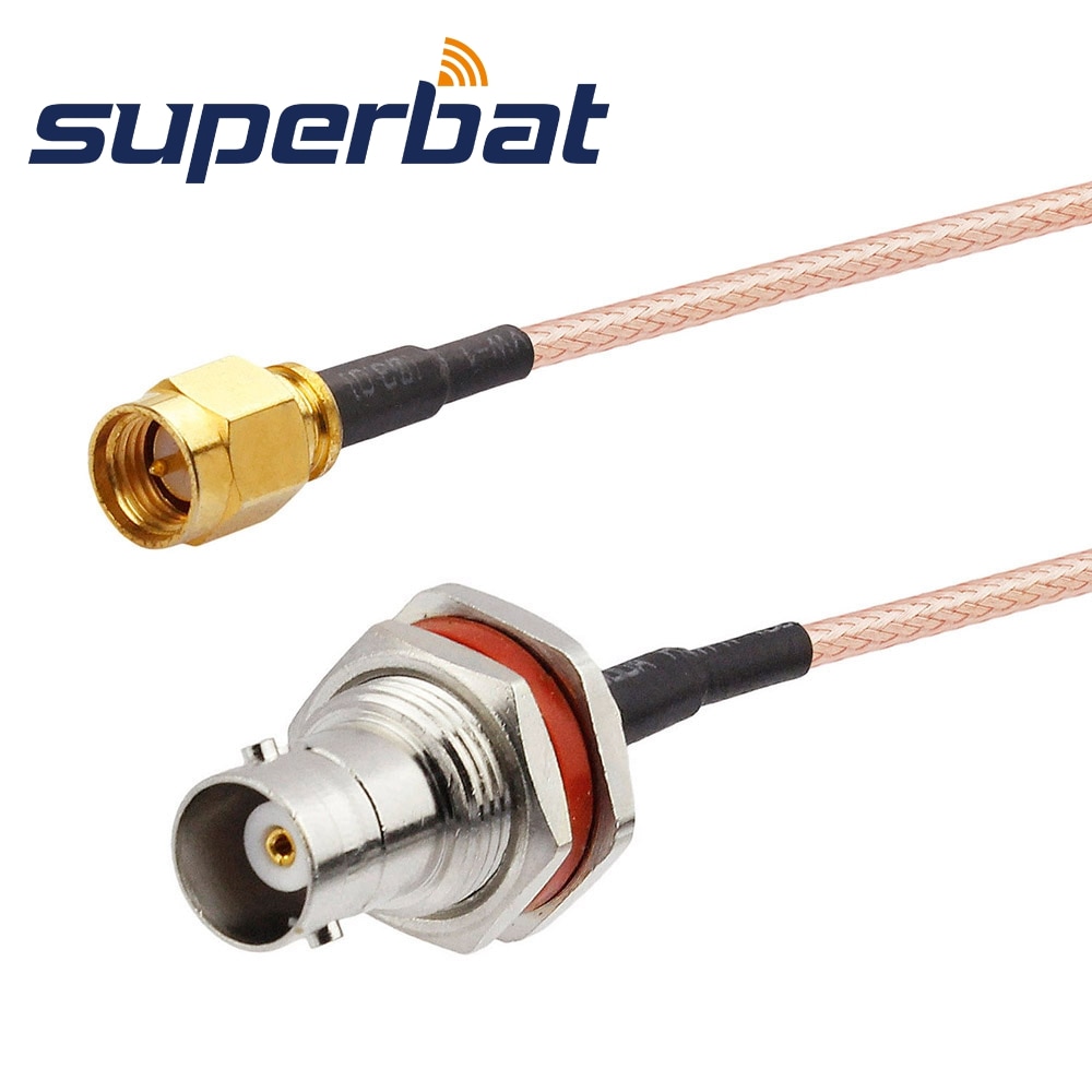Superbat BNC Female Bulkhead with O-ring Straight to SMA Male Straight Pigtail Cable RG316 30cm