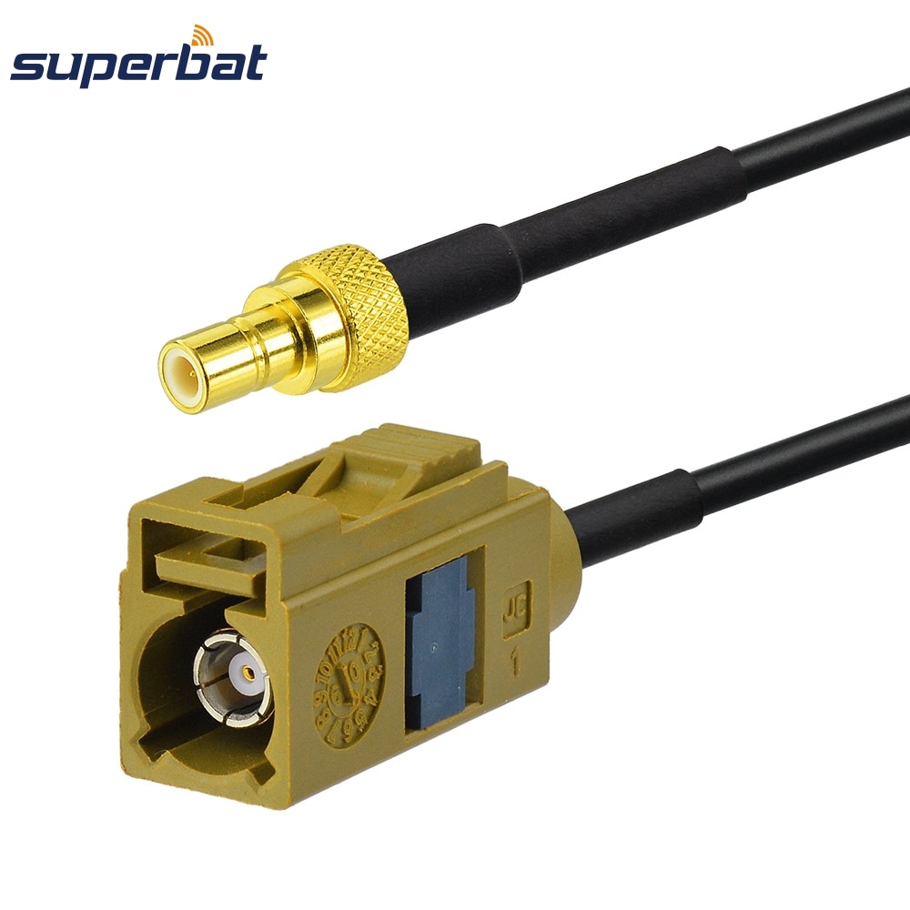 Superbat Fakra K Female to SMB Male Crimp Connector Radio Extension RG174 Cable 6" 15cm for XM Sirius Coax Satellite