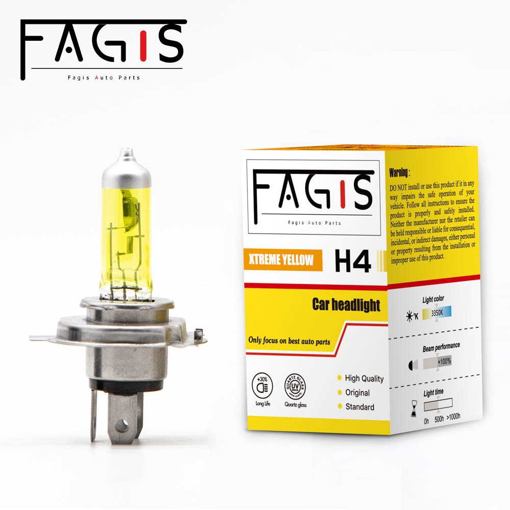 Fagis 1 Pcs H4 9003 P43T HB2 12V 60/55W Yellow Lights Car Lights Headlight Auto Fog Lamps Halogen Bulbs