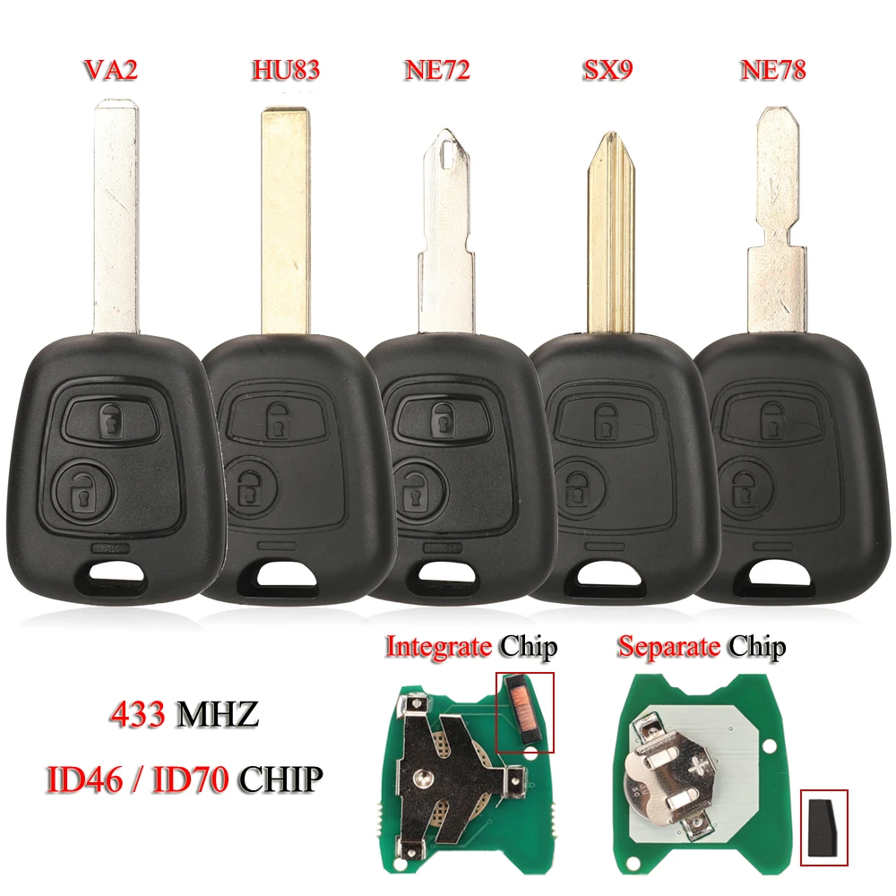 jingyuqin Remote Car Key For Citroen C1 C2 C3 C4 For Peugeot 106 206 306 307 107 For Toyota Aygo