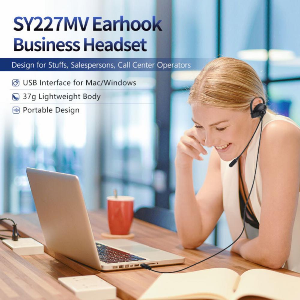 Single Side Wired Office Headset With Microphone For Clear Call In The Call Center Ear Hook USB Wire Control 3.5mm AUX