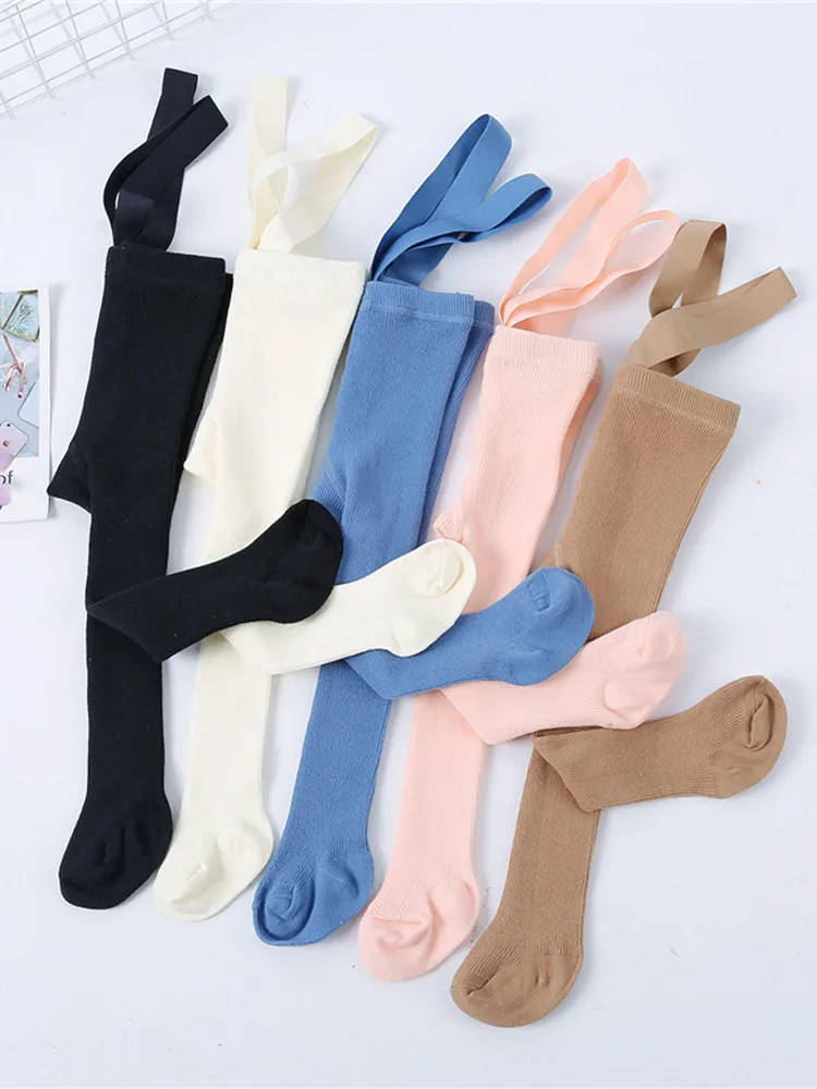 0-3Years Tights For Girls Suspender Pantyhose Casual Tights for Boys with Shoulder Strap Knitted
