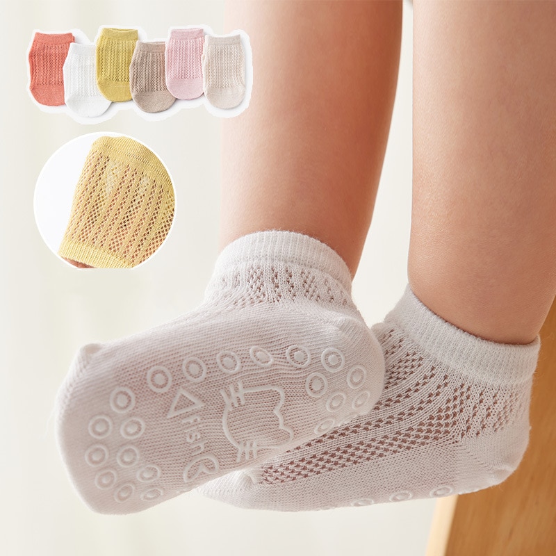Anti-slip Ankle Baby Breathable Mesh Socks Cotton Children Kids Low-Cut Sock Boy Girl Toddler Outside Sport Floor Short Socks