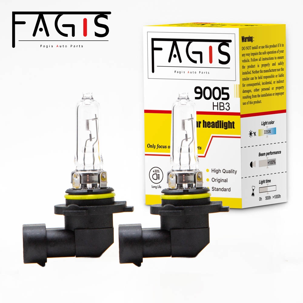 Fagis 2 Pcs 9005 HB3 12V 65W Warm White 3350K Car Lamp Halogen Bulbs Fog Lights Auto Headlight Car Lights