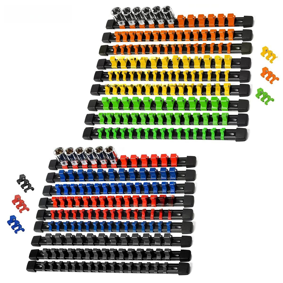 1/4" 3/8" 1/2" Wrench Holders Traight Plastic Universal Socket Organizer Rail Bracket Repair tools